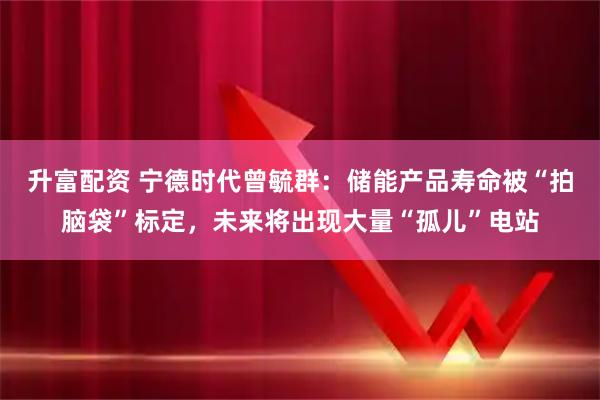 升富配资 宁德时代曾毓群：储能产品寿命被“拍脑袋”标定，未来将出现大量“孤儿”电站